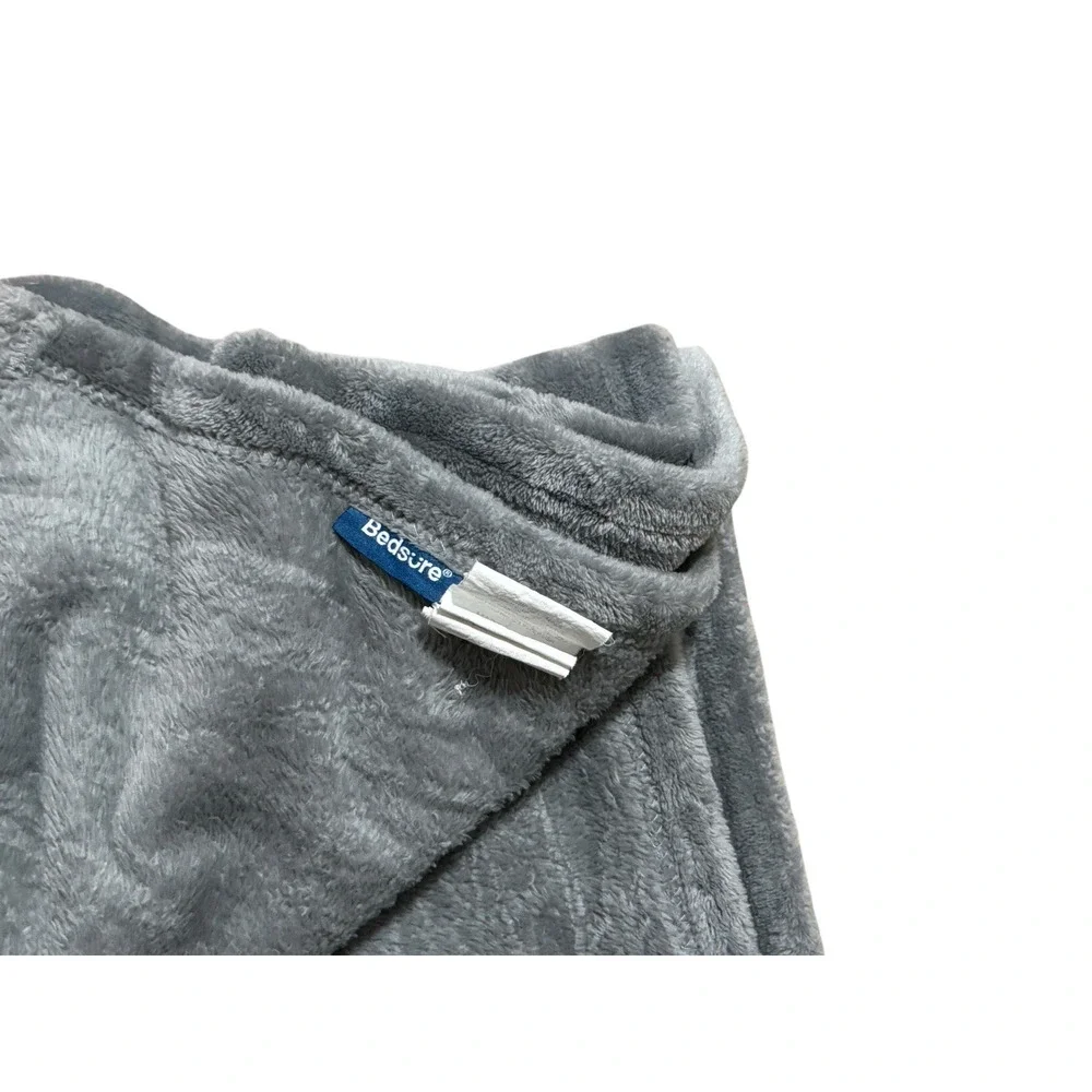 Bedsure Fleece Blanket 58x50 Solid Gray Accent Throw Cover Quilt Soft Bedding